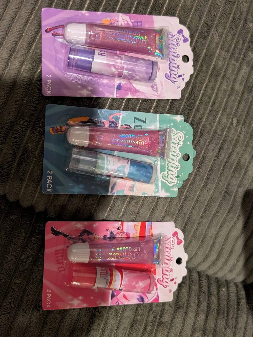 3 Piece Kpop Demon Hunters Shimmering Lip Gloss 2-Pack Sets